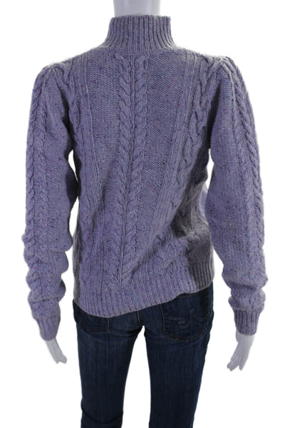 Sundays Womens Wool Mock Neck Long Sleeve Cable Knit Sweater Lilac Size 1