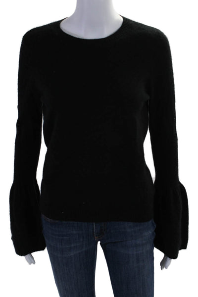 Autumn Cashmere Womens Cashmere Bell Sleeve Knit Blouse Black Size S