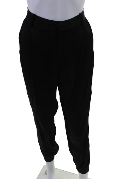 Joie Womens Zipper Fly Mid Rise Straight Leg Silk Pants Black Size 10