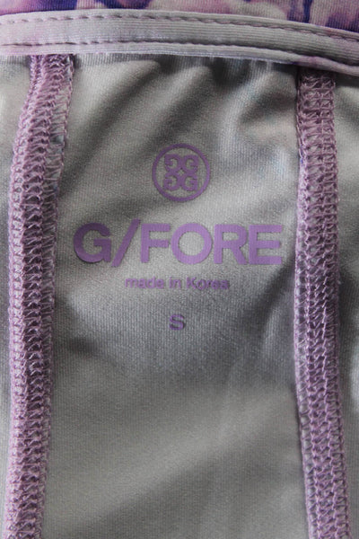 G/Fore Womens Stretch Floral High Neck Quarter Zip Activewear Top Purple Size S