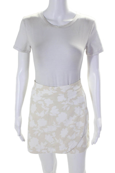 G/Fore Womens Floral Print Faux Wrap A Line Mini Skort Beige White Size 6