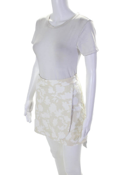 G/Fore Womens Floral Print Faux Wrap A Line Mini Skort Beige White Size 6