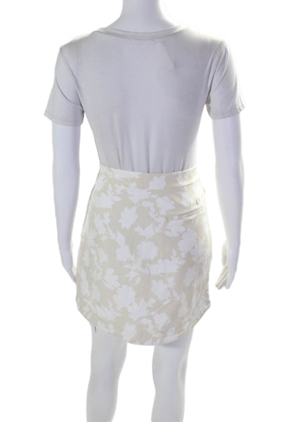 G/Fore Womens Floral Print Faux Wrap A Line Mini Skort Beige White Size 6