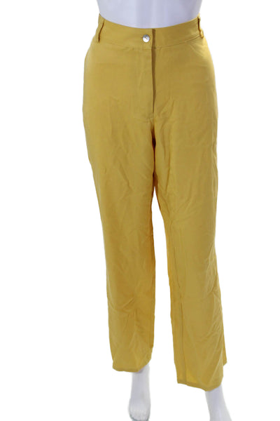 Donni Womens Buttoned Zipped Slip-on Pants Yellow Size 6