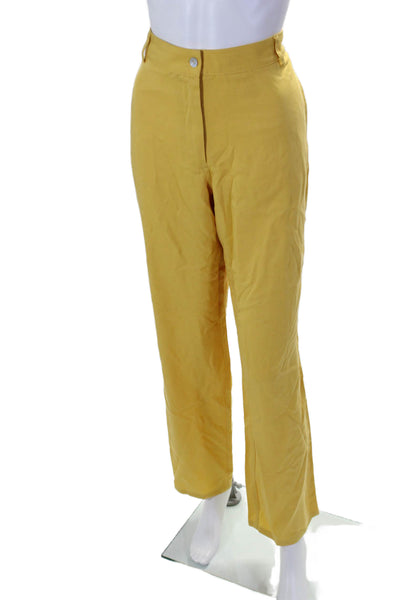 Donni Womens Buttoned Zipped Slip-on Pants Yellow Size 6