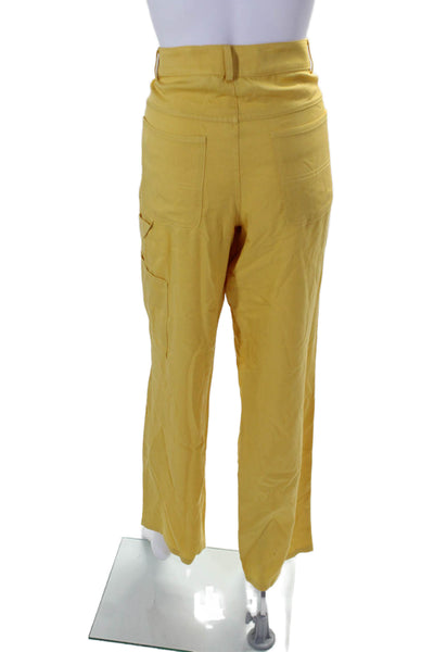 Donni Womens Buttoned Zipped Slip-on Pants Yellow Size 6