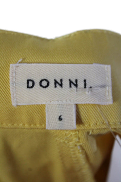 Donni Womens Buttoned Zipped Slip-on Pants Yellow Size 6