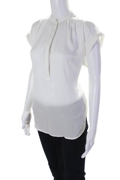 Muche Et Muchette Womens Buttoned V-neck Short Sleeve Blouse White Size 1