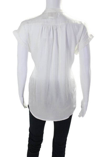 Muche Et Muchette Womens Buttoned V-neck Short Sleeve Blouse White Size 1