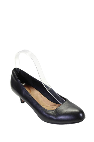 Clarks Womens Leather Round Toe Heavenly Shine Pumps Black Size 7.5 Medium