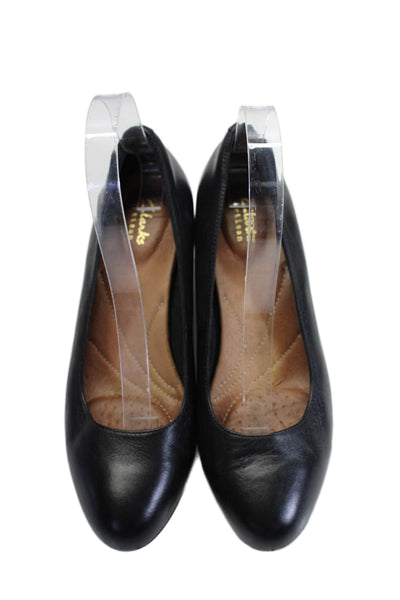 Clarks Womens Leather Round Toe Heavenly Shine Pumps Black Size 7.5 Medium