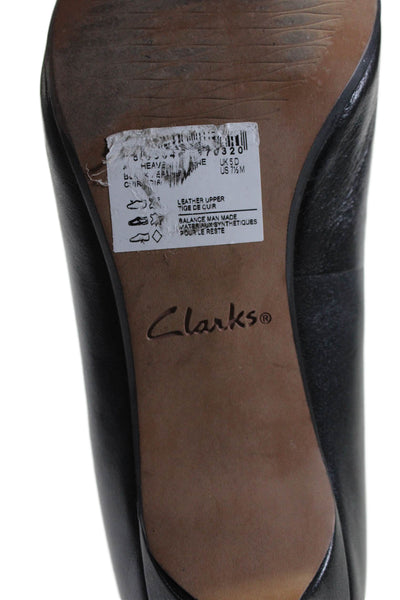 Clarks Womens Leather Round Toe Heavenly Shine Pumps Black Size 7.5 Medium