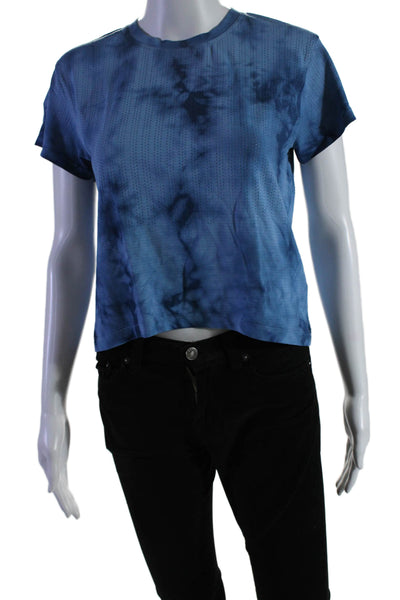 Lululemon Womens Tie Dye Print Short Sleeves Tee Shirt Blue Size Extra Small