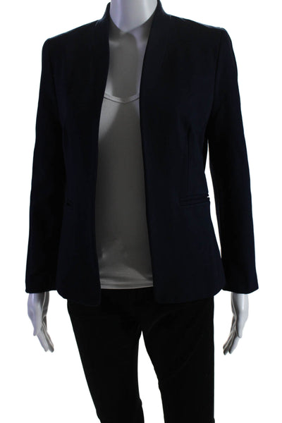 J Crew Womens Open Front Long Sleeves Light Blazer Jacket Navy Blue Size 4