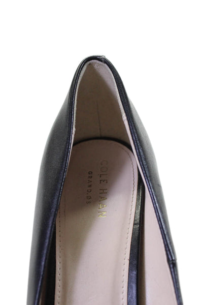 Cole Haan Womens Leather Textured Pointed Toe High Heel Pumps Black Size 9.5