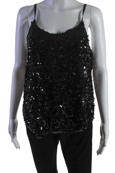 Calypso Saint Barth Womens Sequin Round Neck Pullover Tank Top Black Size L