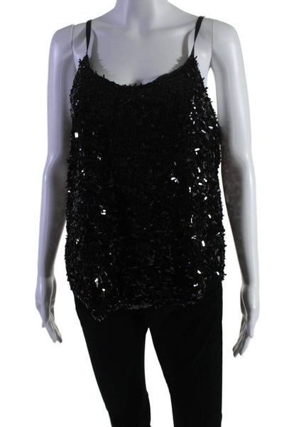 Calypso Saint Barth Womens Sequin Round Neck Pullover Tank Top Black Size L