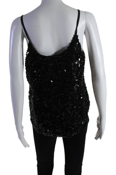 Calypso Saint Barth Womens Sequin Round Neck Pullover Tank Top Black Size L