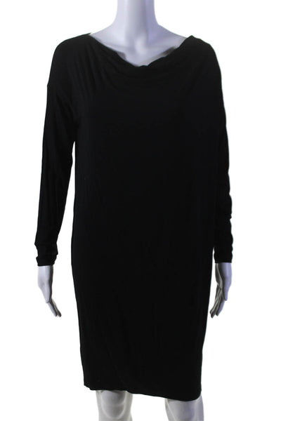 Eileen Fisher Womens Long Sleeves Cowl Neck Shirt Dress Black Size Extra Small