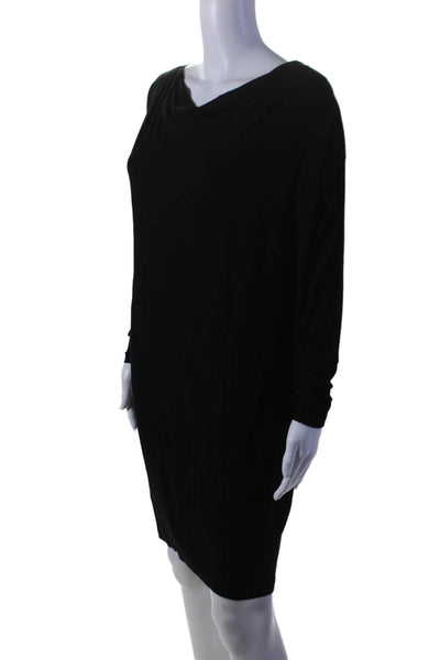 Eileen Fisher Womens Long Sleeves Cowl Neck Shirt Dress Black Size Extra Small