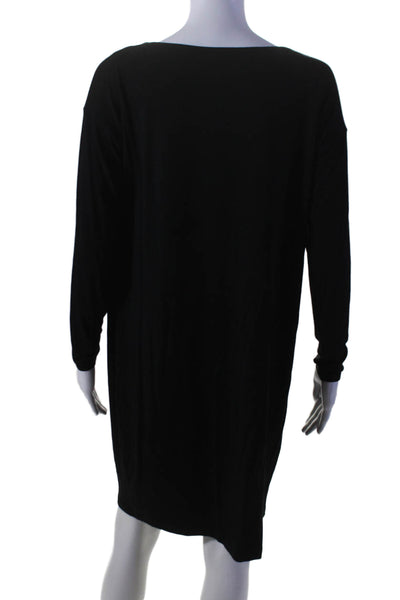 Eileen Fisher Womens Long Sleeves Cowl Neck Shirt Dress Black Size Extra Small