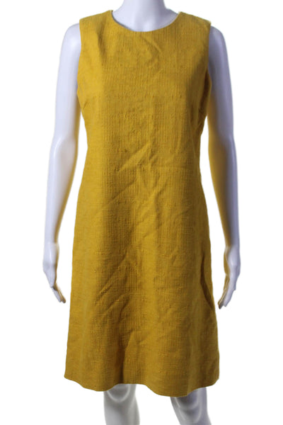 Tory Burch Womens Cotton Sleeveless Back Zipped Round Neck Dress Yellow Size 8