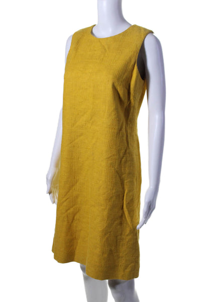 Tory Burch Womens Cotton Sleeveless Back Zipped Round Neck Dress Yellow Size 8