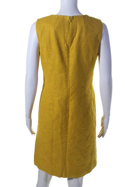 Tory Burch Womens Cotton Sleeveless Back Zipped Round Neck Dress Yellow Size 8