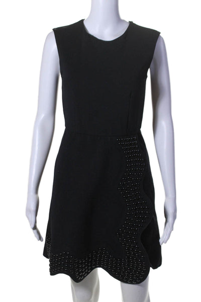 Sportmax Women's Round Neck Sleeveless Embellish Wrap Mini Dress Black Size XS