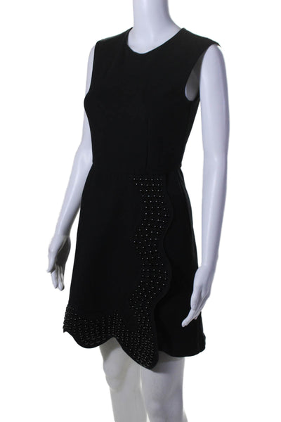 Sportmax Women's Round Neck Sleeveless Embellish Wrap Mini Dress Black Size XS