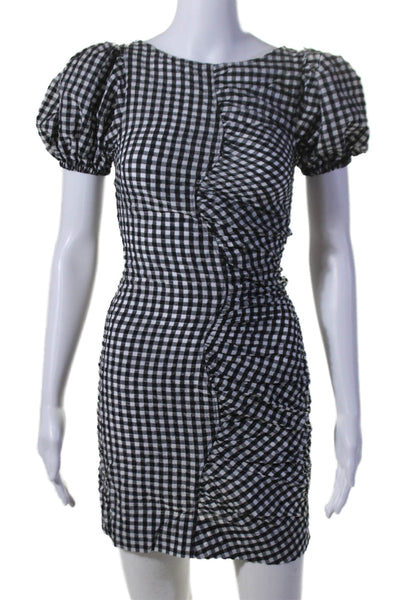 Ganni Womens Check Patterned Short Sleeved Back Zipped Closure Dress Size 32