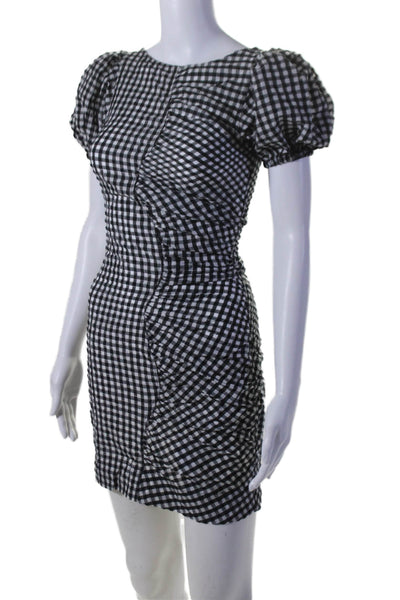 Ganni Womens Check Patterned Short Sleeved Back Zipped Closure Dress Size 32