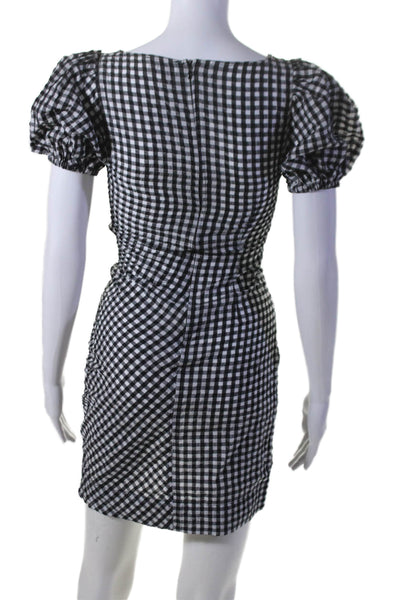 Ganni Womens Check Patterned Short Sleeved Back Zipped Closure Dress Size 32