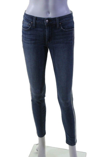 Joes Womens Cotton Zip Button Metallic Lined Skinny Leg Jeans Blue Size EUR 26