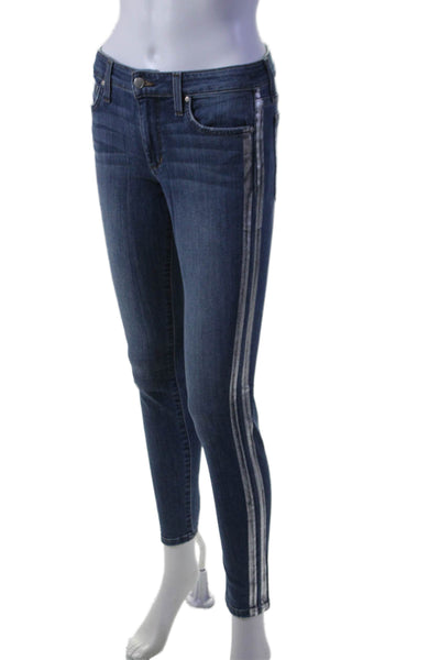 Joes Womens Cotton Zip Button Metallic Lined Skinny Leg Jeans Blue Size EUR 26