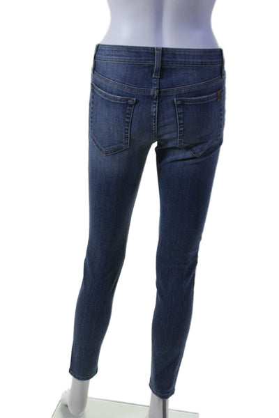 Joes Womens Cotton Zip Button Metallic Lined Skinny Leg Jeans Blue Size EUR 26