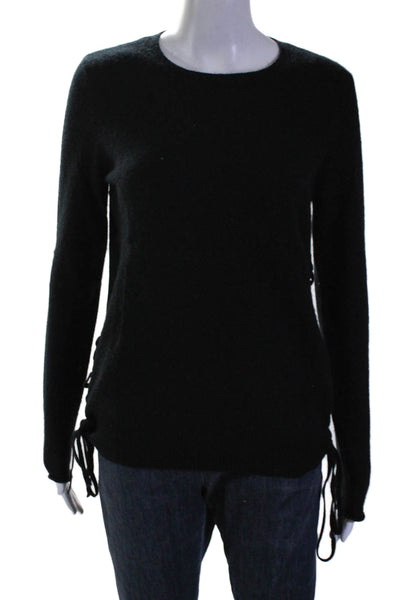 Kokun Womens Cashmere Long Sleeve Lace Up Sweater Top Black Size S