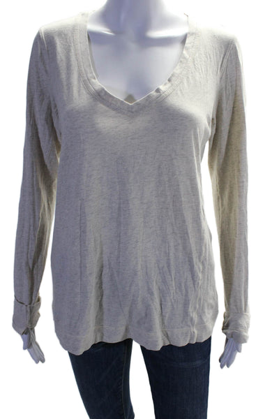 Lululemon Womens Long Sleeved V Neck Casual Solid Shirt Gray Size M