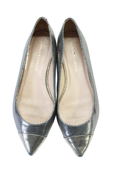 Loeffler Randall Womens Metallic Geometric Pointed Toe Flats Silver Size 8