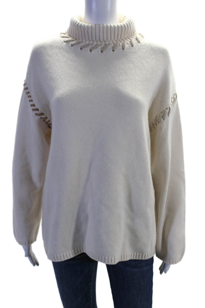 Something Navy Womens Knit High Neck Pullover Sweater Top Cream Size XS