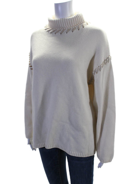 Something Navy Womens Knit High Neck Pullover Sweater Top Cream Size XS