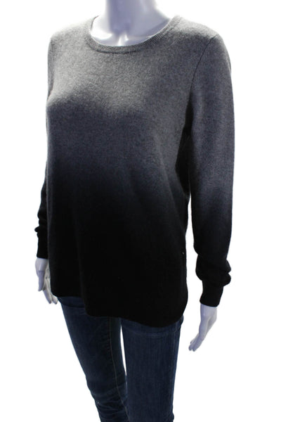 C by Bloomingdales Womens Cashmere Gray Black Crew Neck Ombre Sweater Top Size L