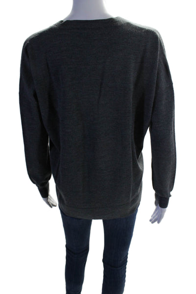 J Crew Womens Dark Gray Merino Wool V-neck Long Sleeve Sweater Top Size S