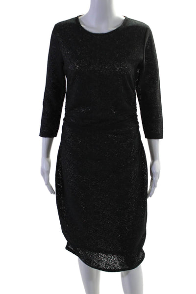 Reiss Womens Half Sleeve Round Neck Lace Mid Length Pencil Dress Black Size 6