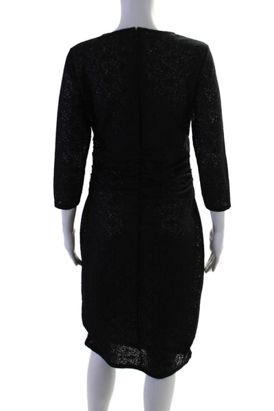 Reiss Womens Half Sleeve Round Neck Lace Mid Length Pencil Dress Black Size 6