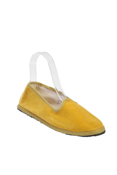 Vibivenezia Womens Velvet Round Toe Slip On Loafers Flats Yellow Size 37 7