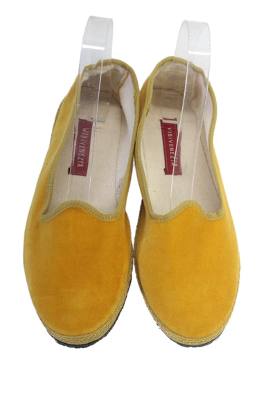 Vibivenezia Womens Velvet Round Toe Slip On Loafers Flats Yellow Size 37 7