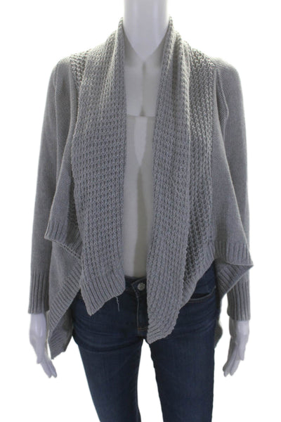 Joie Womens Textured Open Front Collar Drape Cardigan Sweater Gray Size S