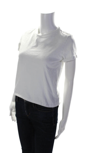 Reformation Womens Cotton White Crew Neck Short Sleeve Tee Top Size S