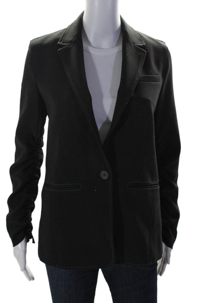 Elizabeth and James Womens Textured Lined Button Collar Sleek Blazer Black Size